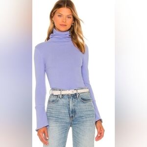 Free People Size M Sydney Purple Knit Top W Bell Sleeve Thermal